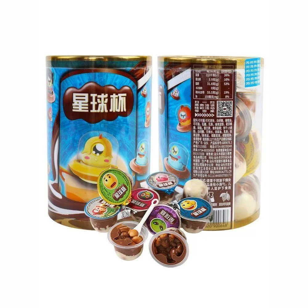 【买1送1桶-共600g】星球杯桶装巧克力脆筒纯可可脂儿童零食2月到期