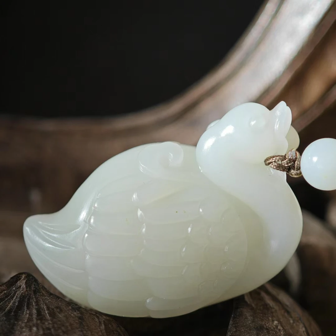 米达姐【米达姐和田玉】米达料鹅如意——手工精雕