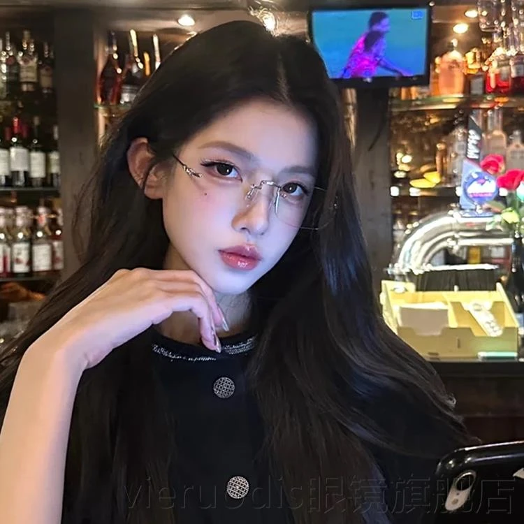 vieruodis素颜金丝无框眼镜近视女度数可配高智感无边框纯欲防蓝