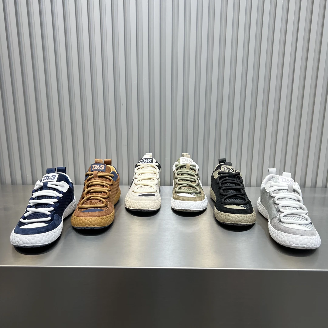 早秋新款男士皮布拼接平跟薄款时尚休闲潮鞋潮流百搭舒适透气男鞋