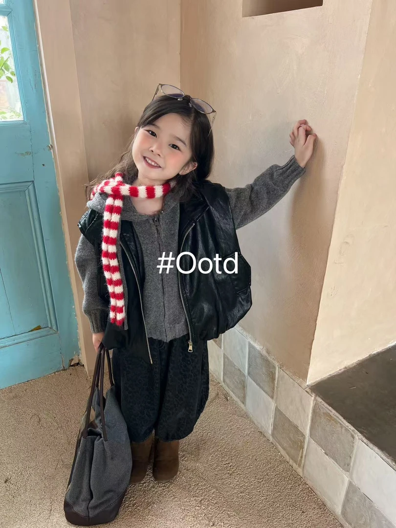 OOTD-819-儿童女童洋气连帽拉链开衫（秋款）