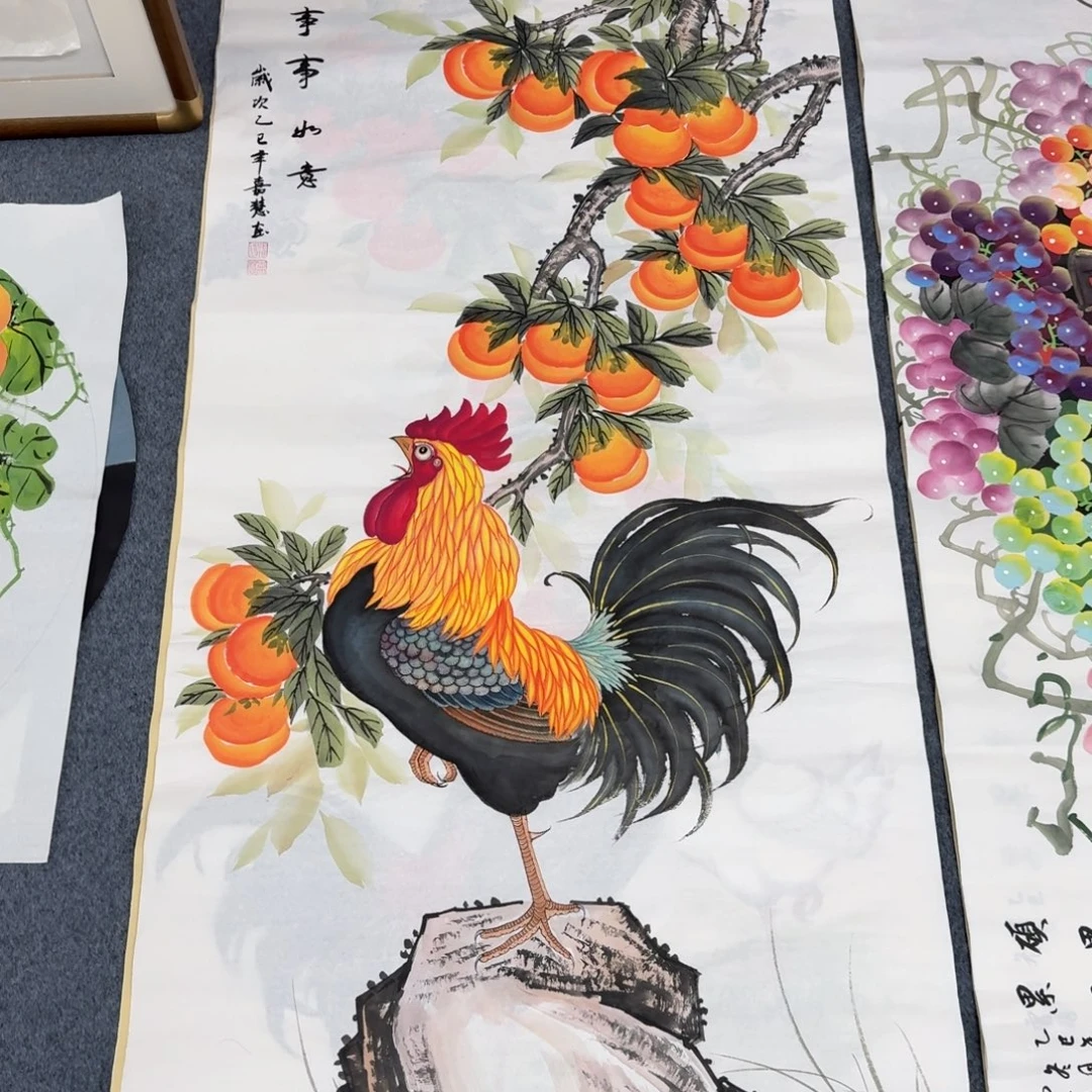 国画四尺尺寸70X140纯手绘作品