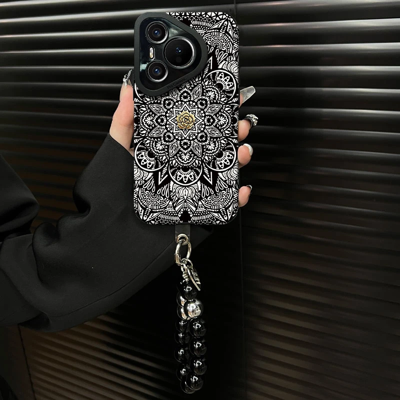 适用【华为pura70】2025山茶花花纹ins风小羊皮网红创意手机壳女款