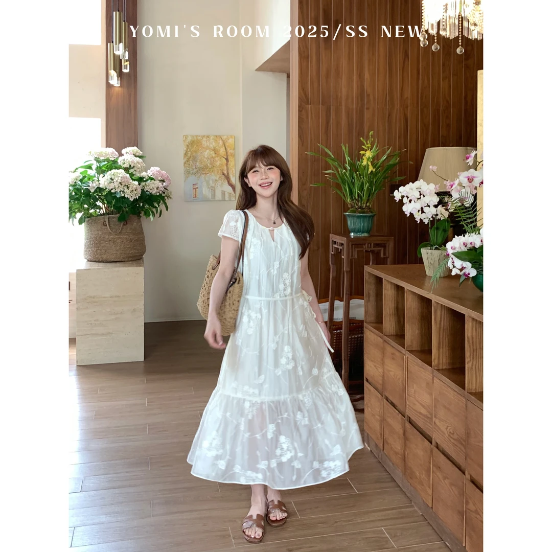 【现货】YOMI小个子【杏花微雨】新中式莱赛尔夏日收腰显瘦长裙连衣裙