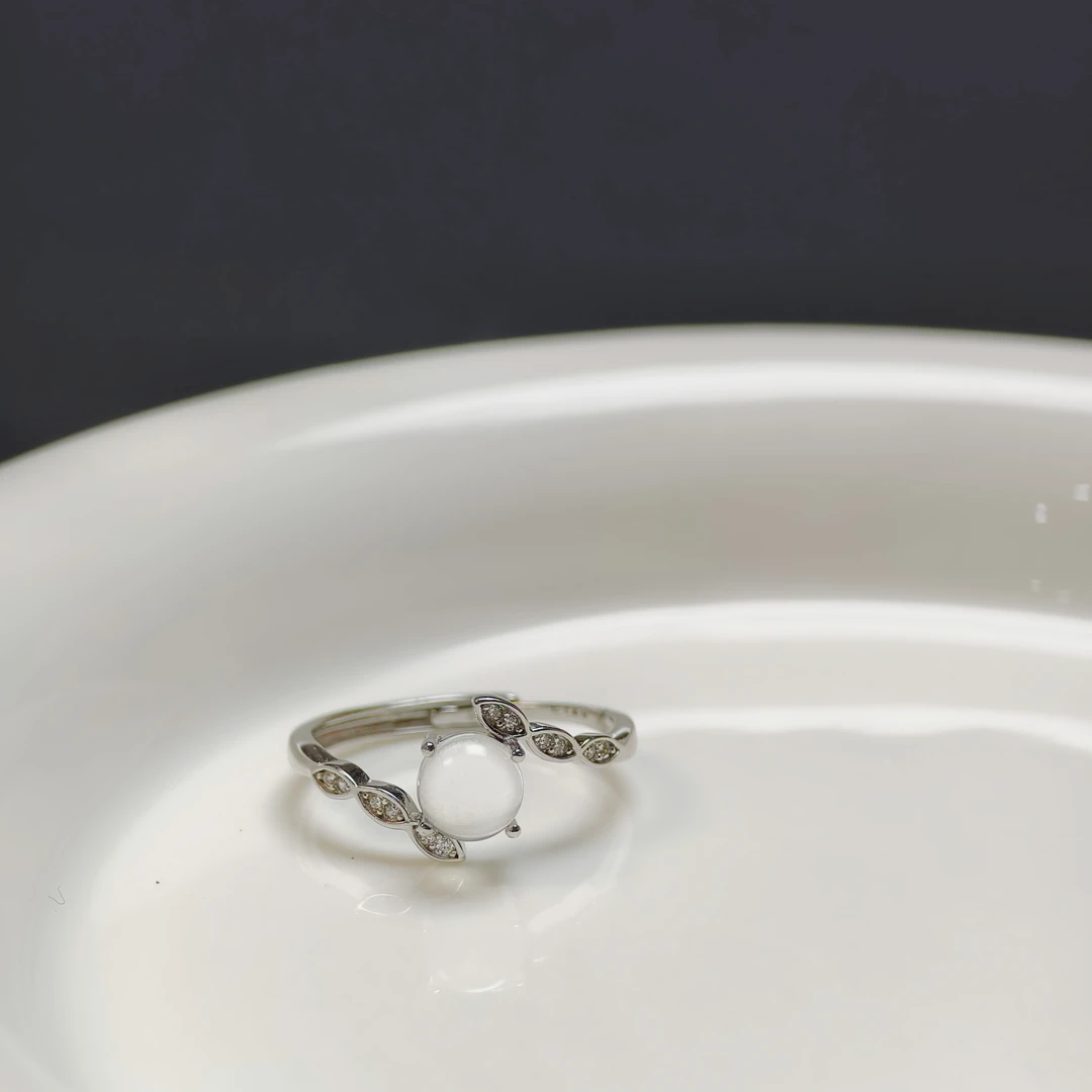 【星光夜】天然俄冰宝石光拥抱银戒指FY678简约气质轻奢时尚