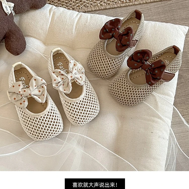 ABC女童蝴蝶结凉鞋2025夏季新款女宝宝公主风鞋儿童单网面软底鞋