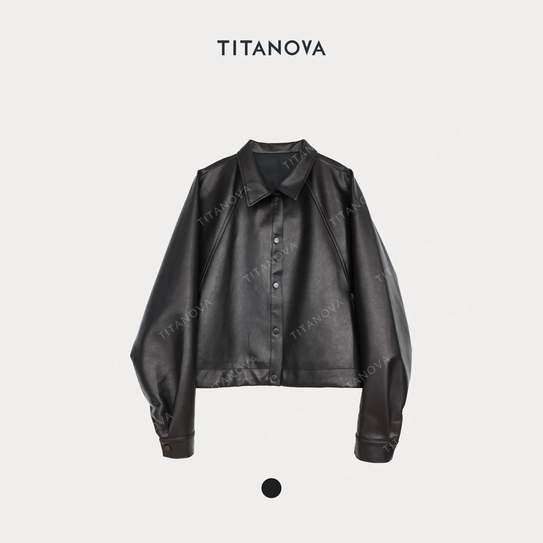 【苧不凡】罗意｜肤感软蛋白皮外套复古港风秋季立领皮衣N5PY0703