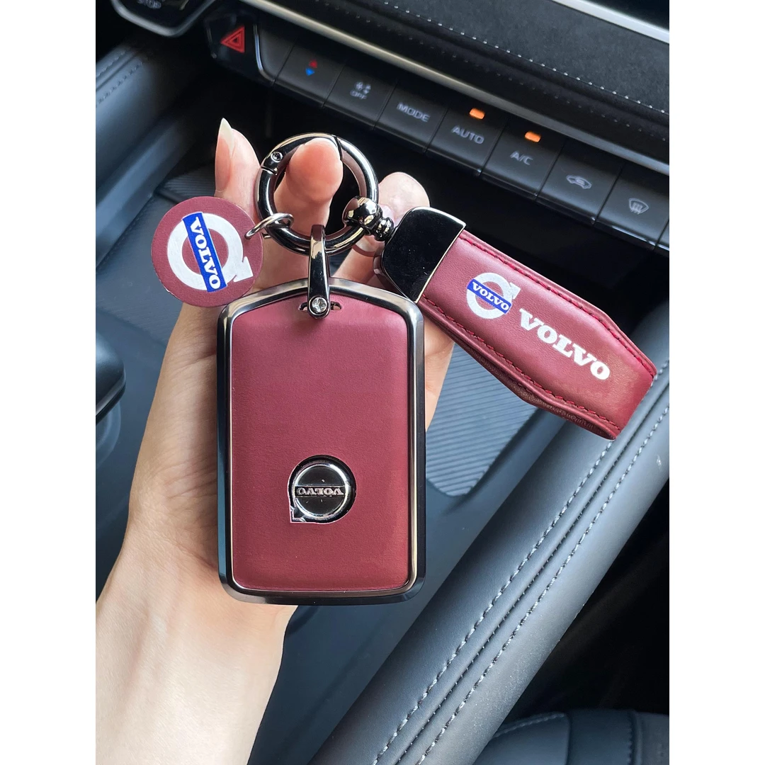 适用沃尔沃XC60钥匙套XC90真皮S90/S60金属壳扣XC40/V60/V90男款