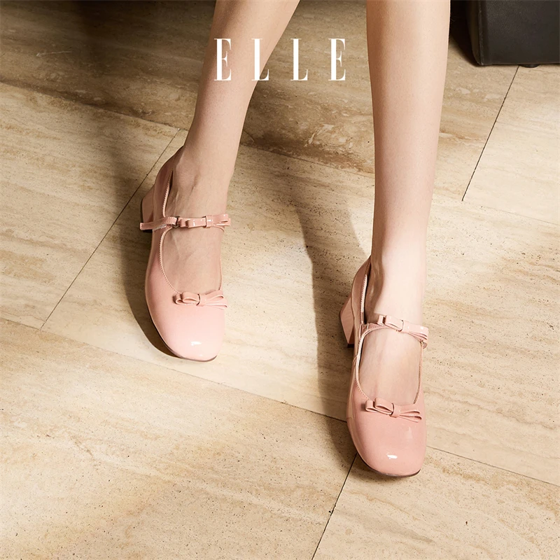 ELLE高跟玛丽珍女鞋小皮鞋2025新款春款法式粗跟单鞋jk鞋子小个子