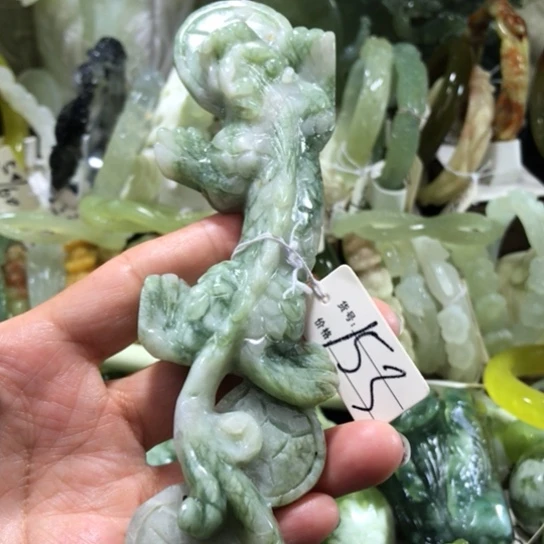 未镶嵌岫玉手把手把