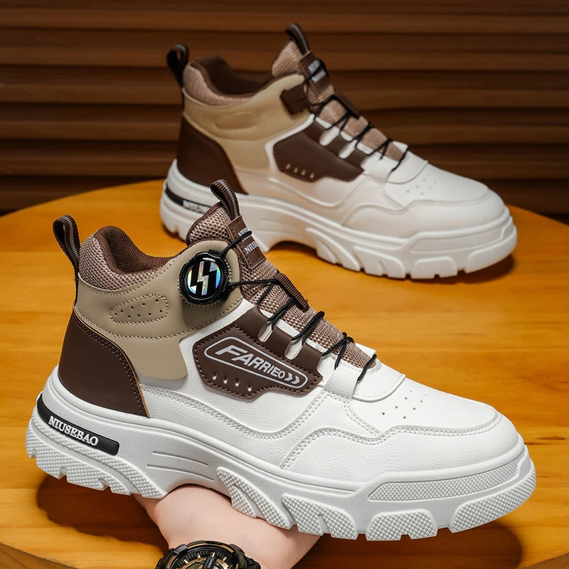 维佳男鞋新款爆款旋转纽扣马丁靴增高厚底百搭冬季鞋子防滑工装鞋