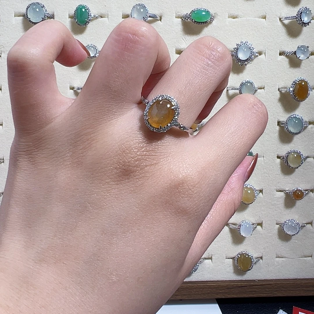 翡翠银S925镶嵌戒指