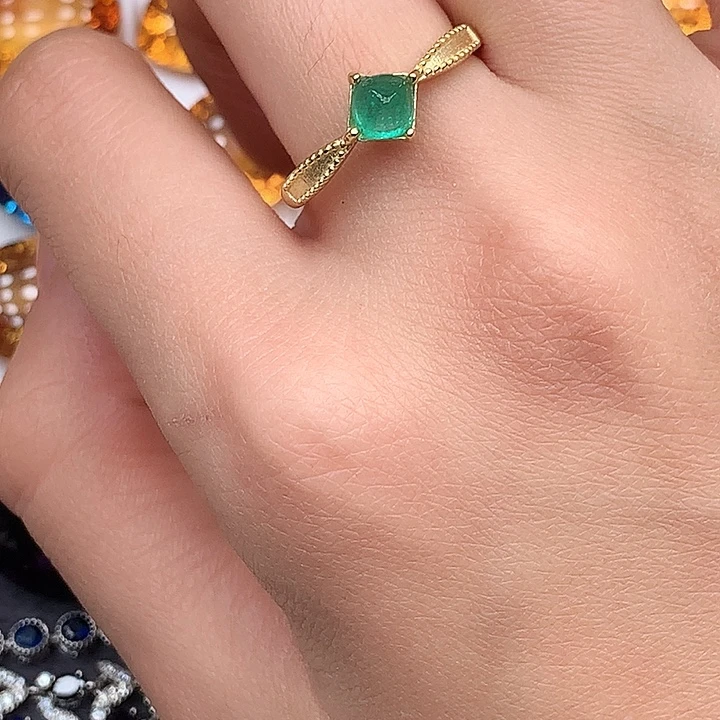 戒指祖母绿银S925镶嵌