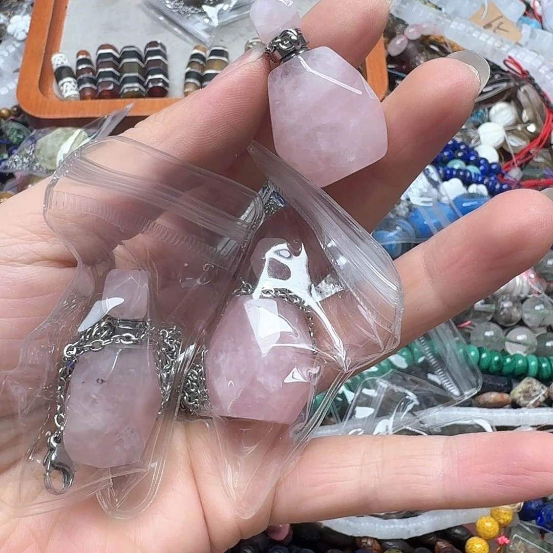 玛瑙/玉髓合金珠宝半成品一个粉晶项链