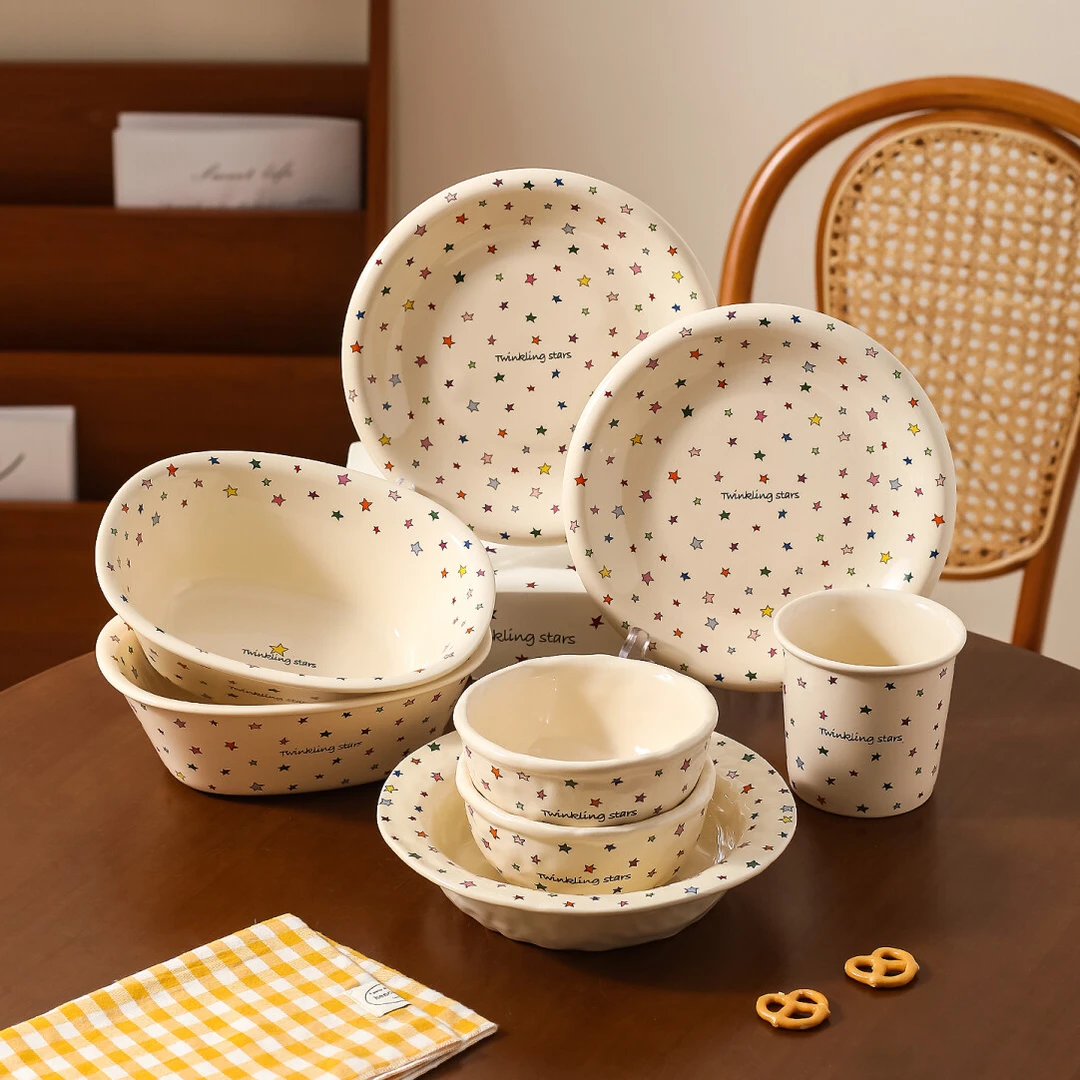 川岛屋星星饭碗家用2025新款高颜值沙拉碗汤碗餐盘子陶瓷碗碟餐具