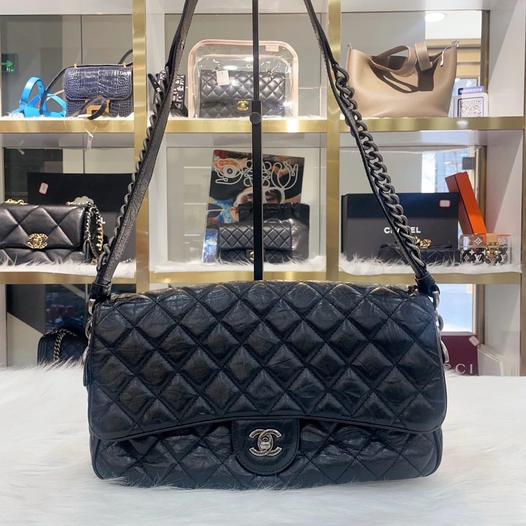 95新 Chanel/香奈儿 Chanel黑银cf机场包,22开