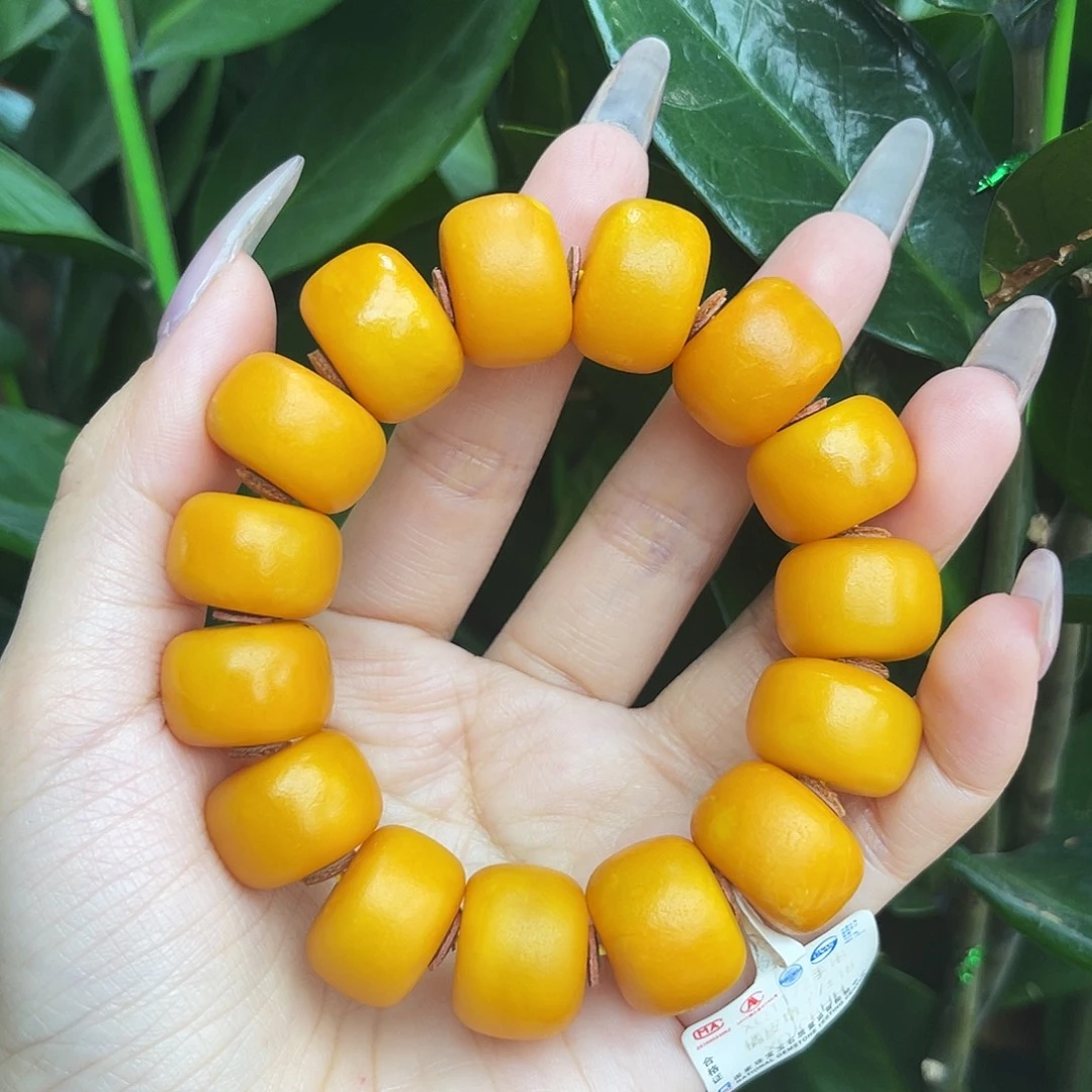 未镶嵌琥珀手链18m橘皮老蜡