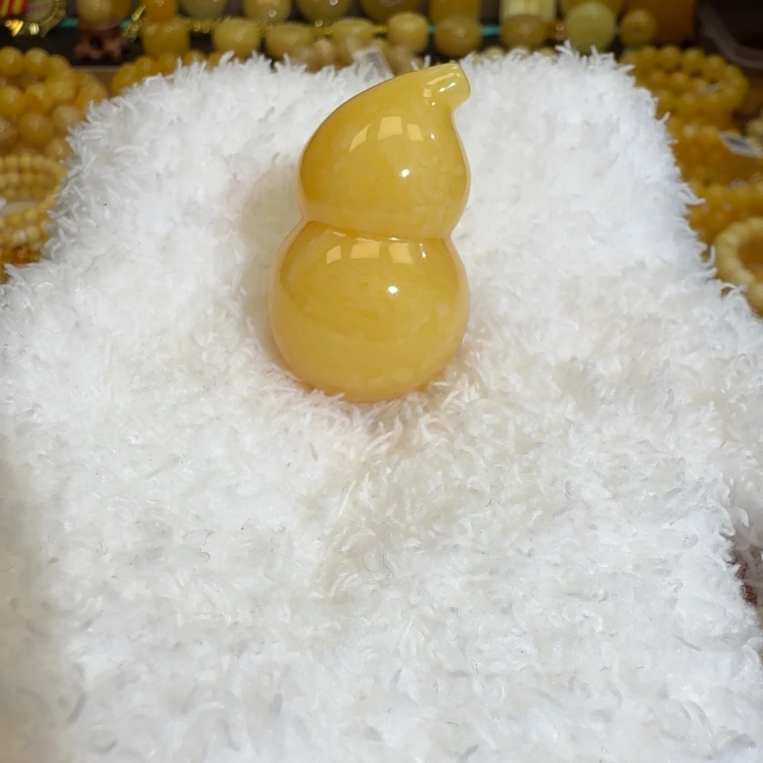 琥珀未镶嵌珠宝奇石花蜡葫芦13.8