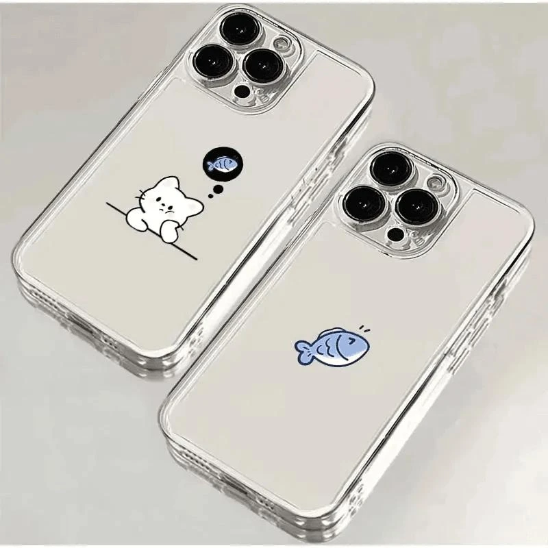 情侣小猫小鱼适用iphone16苹果15手机壳小米OPPO华为VIVO荣耀一加