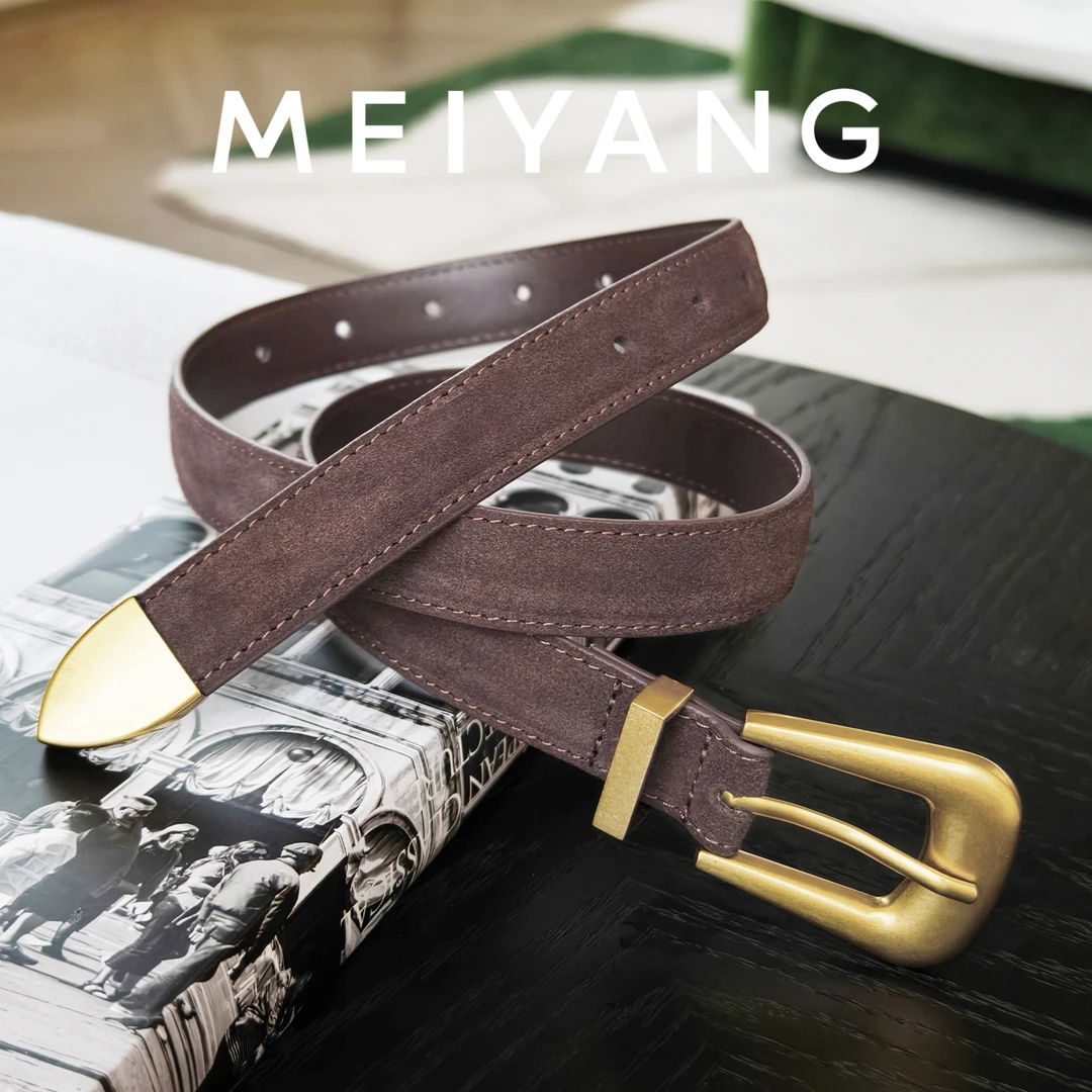 美洋MEIYANG 桐棕腰带【商场同款】 牛反绒复古简约百搭皮带