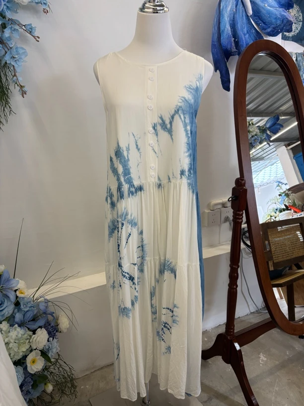 （无袖，短袖，长袖直播间专用链接）大理板蓝根扎染裙