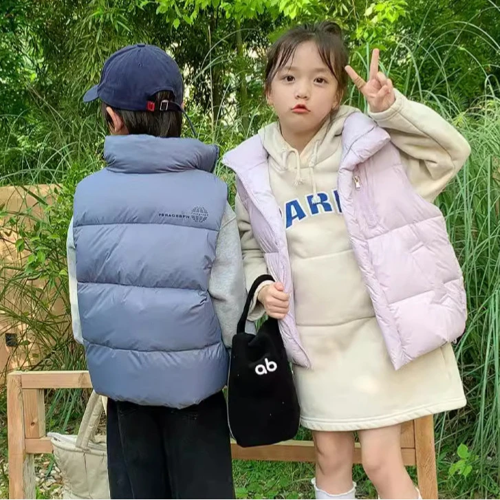 品牌男童女童外穿马甲童装秋冬男童女童中大童加厚连帽洋气时五岁