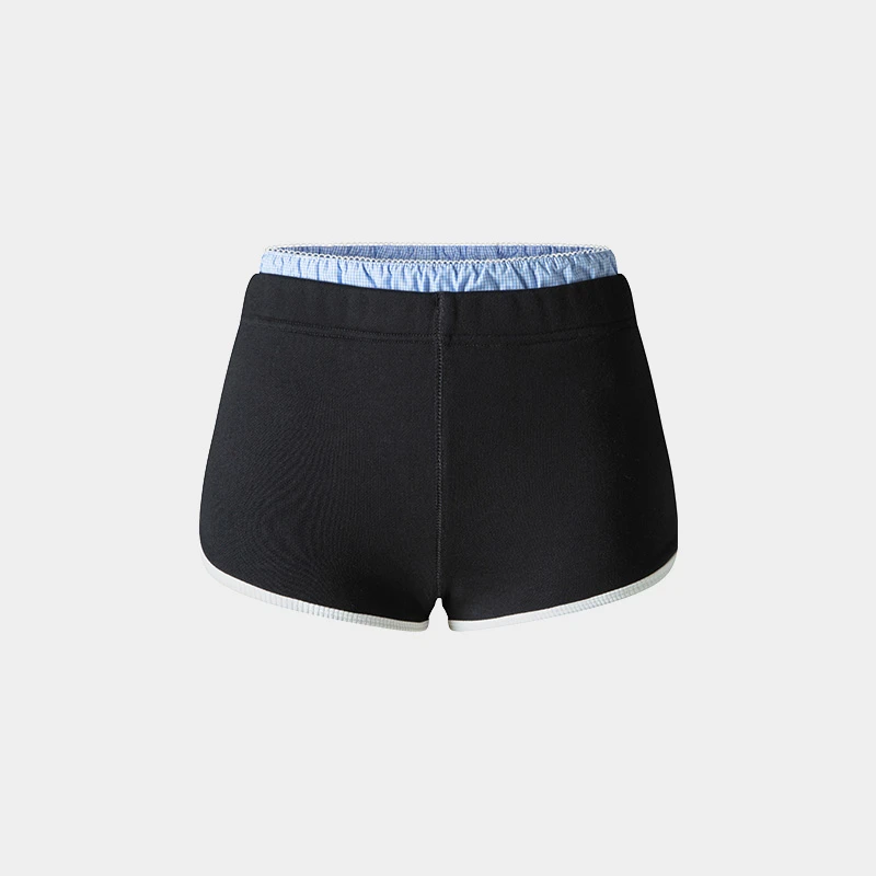 HERLIAN 2025夏季新品女士拼接双腰头设计运动短裤