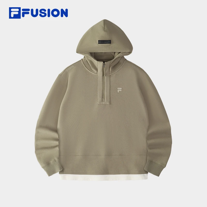 FILA斐乐假两件宽松运动连帽卫衣女款亲肤舒适长袖T11W515210F