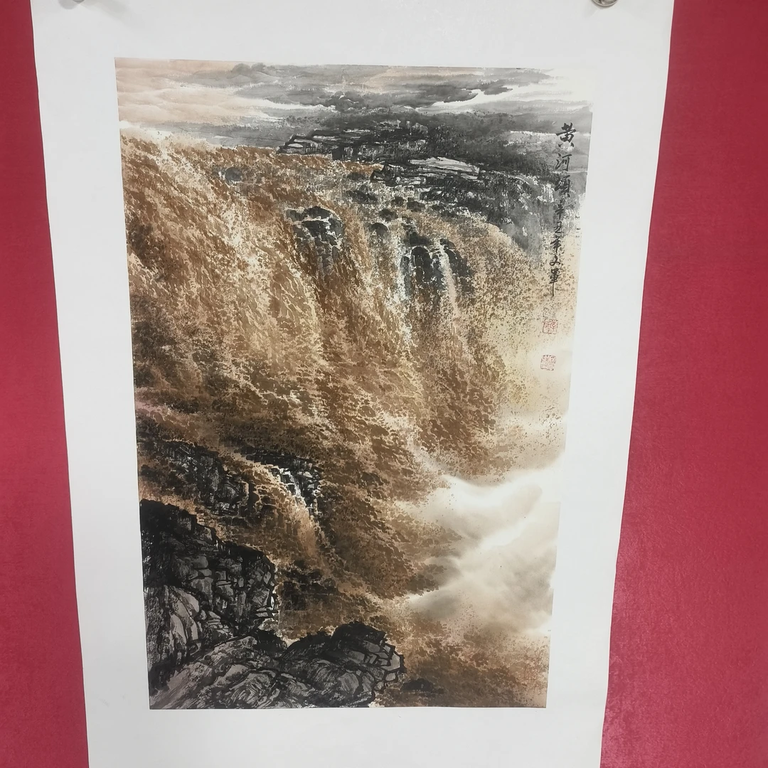 李文军老师四尺三开山水作品