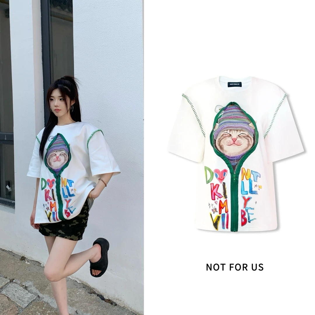 NOT FOR US25SS【白冰同款】白色立体拉链猫咪