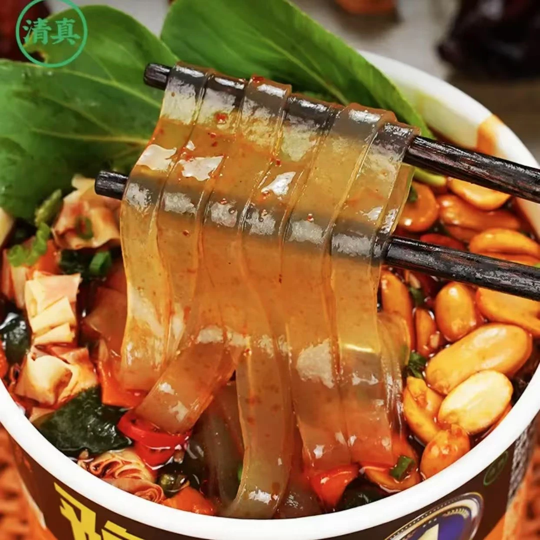豫道酸辣宽粉桶装清真非油炸酸辣粉懒人宵夜速食纯红薯粉