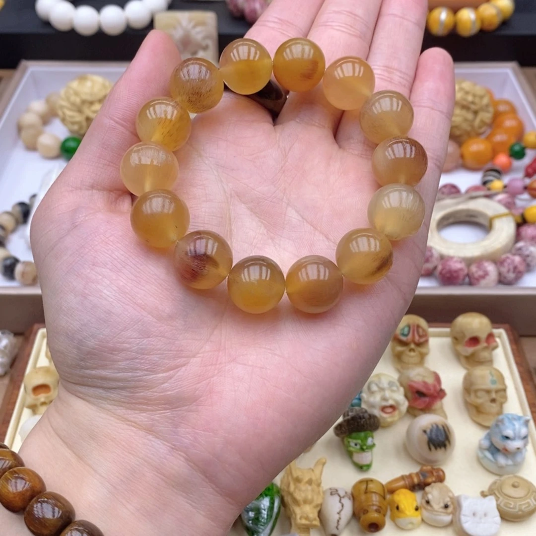 牛骨手串/手链16mm全蜜色驴蹄骨手串