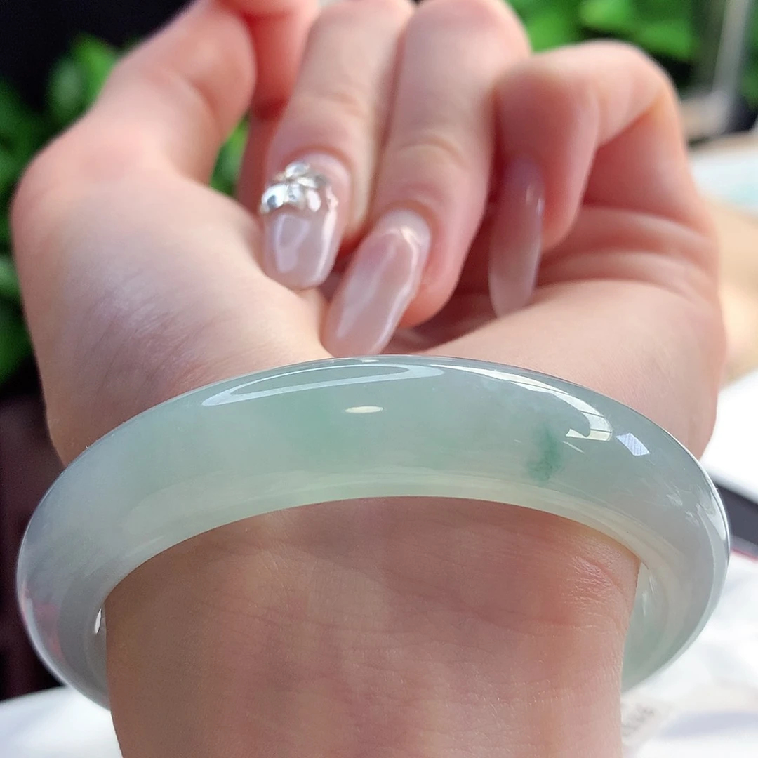 未镶嵌手镯翡翠天然A货翡翠55-56水润薄荷绿 清新脱俗8号