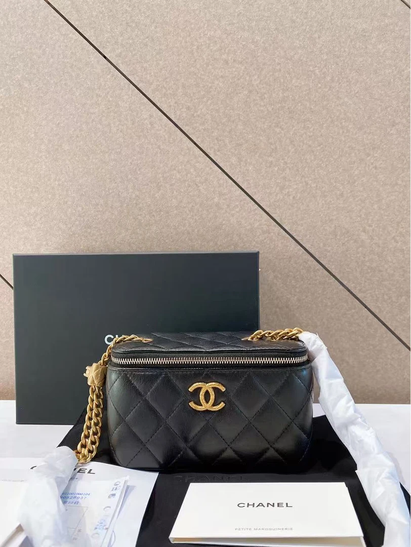95新 Chanel/香奈儿 帝爵奢品CHANEL黑金长款化妆盒