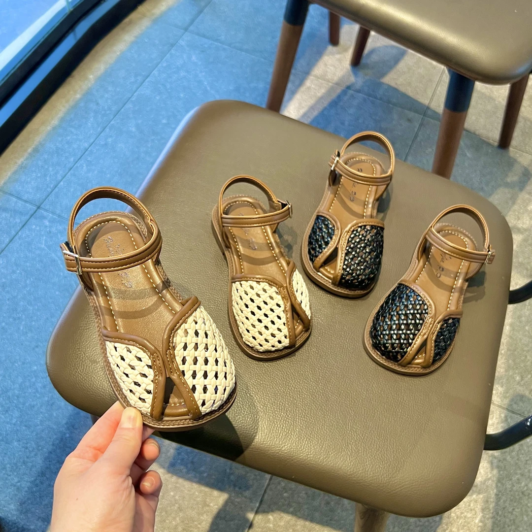 25夏季新款儿童凉鞋中大童鞋女童编织包头凉鞋软底公主鞋A880