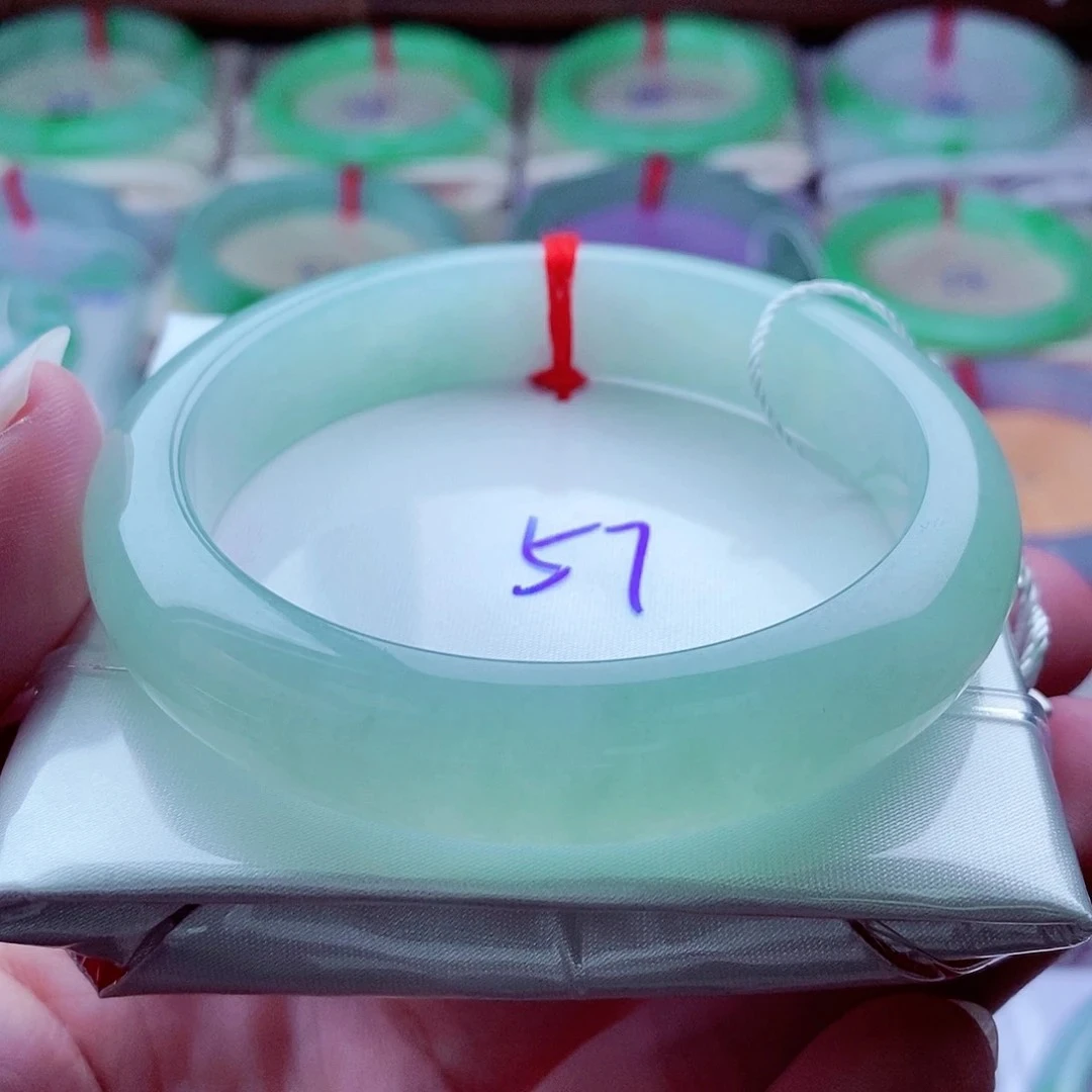 0722编57冰绿晴绿甜绿平安时尚天然缅甸翡翠A货传承57.6，12.6，9.1