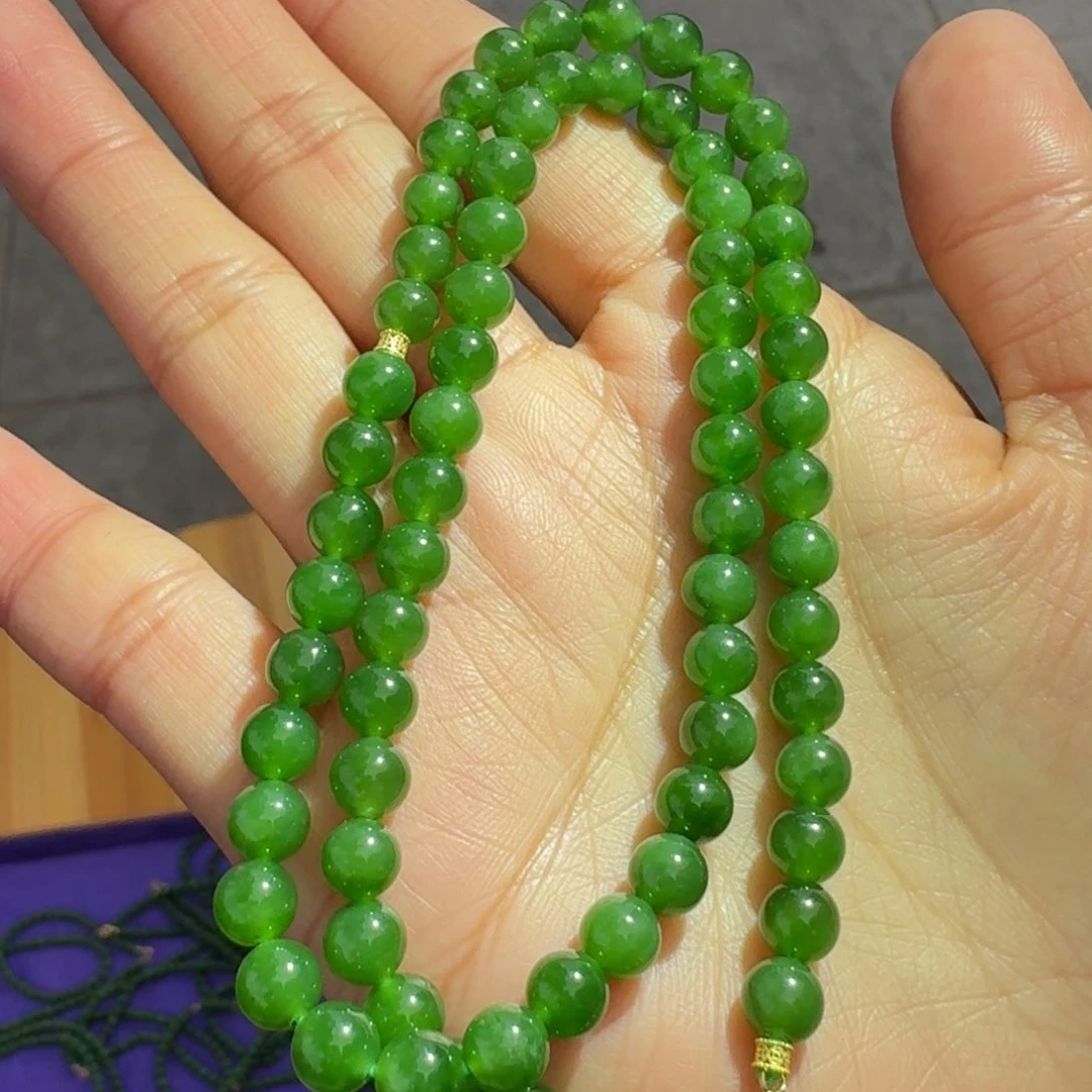 和田玉颈饰18K金镶嵌卡6碧玉设计款多样性拍一发一