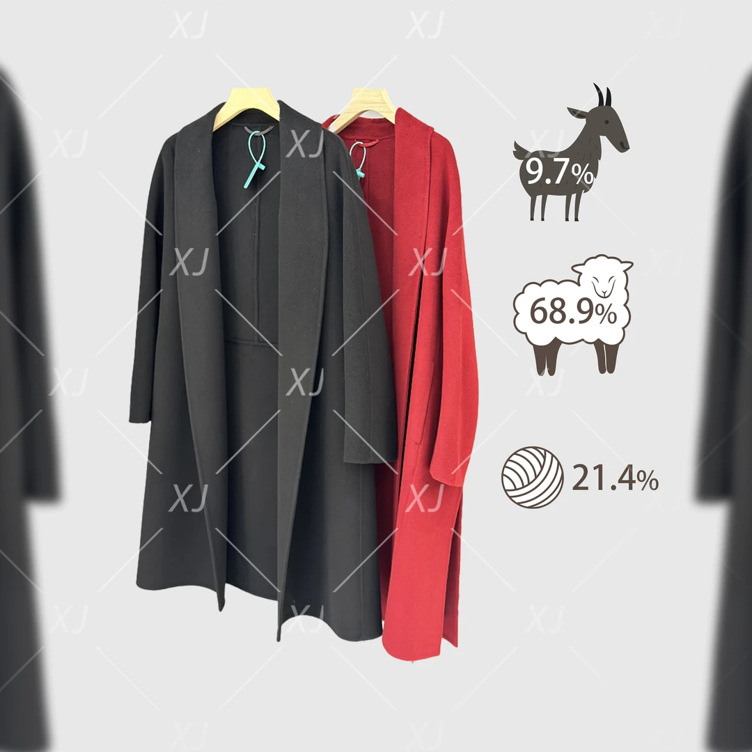 2025【新款】经典浴袍双羊绒大衣中长款简约 女装HC0009