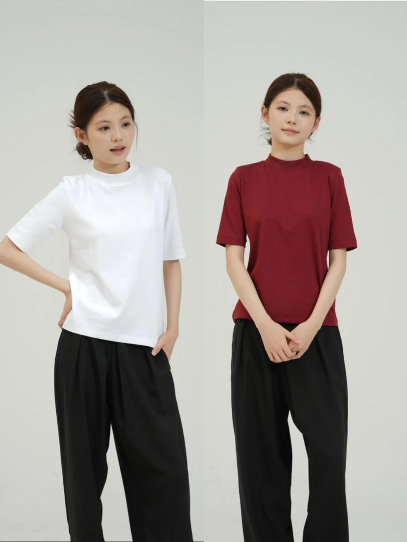 【两件-五分袖】高端秘鲁棉后中缝宽松短袖80支显瘦T恤