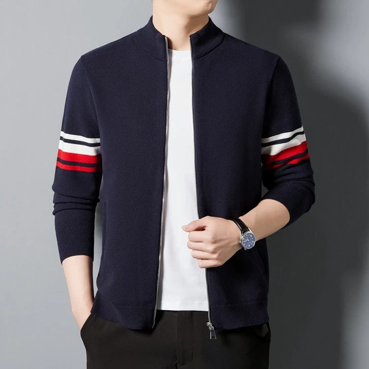 2025新款男士加厚毛衣开衫冬季保暖百搭立领拉链外套男针织衫外搭