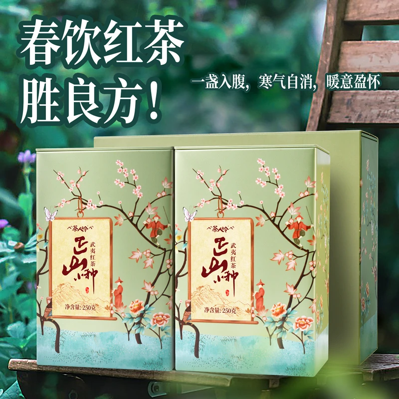 茶人岭工艺果香正山小种红茶一级武夷山茶叶礼盒装500g过年送礼