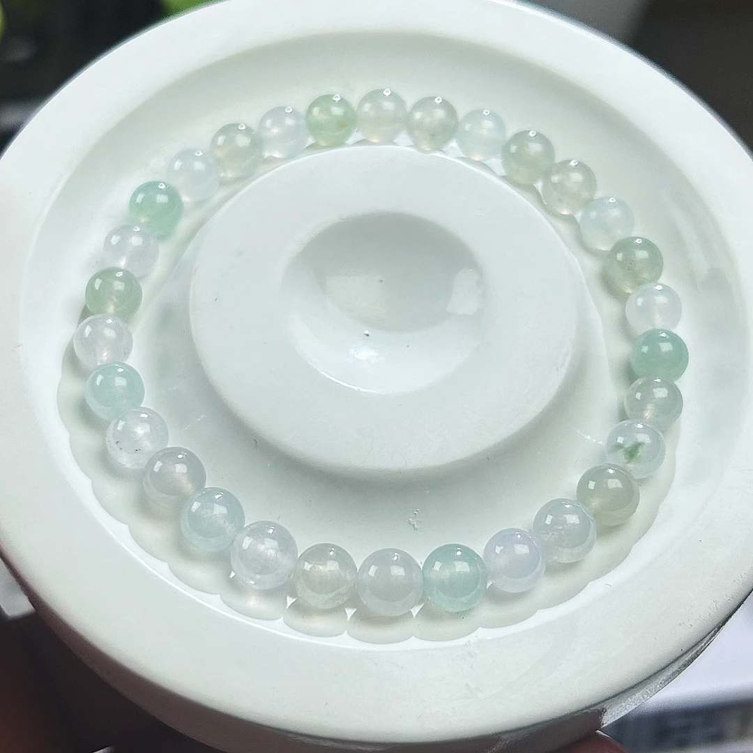 卡6 翡翠手串 小米珠翡翠手串 天然缅甸A货翡翠手串手链