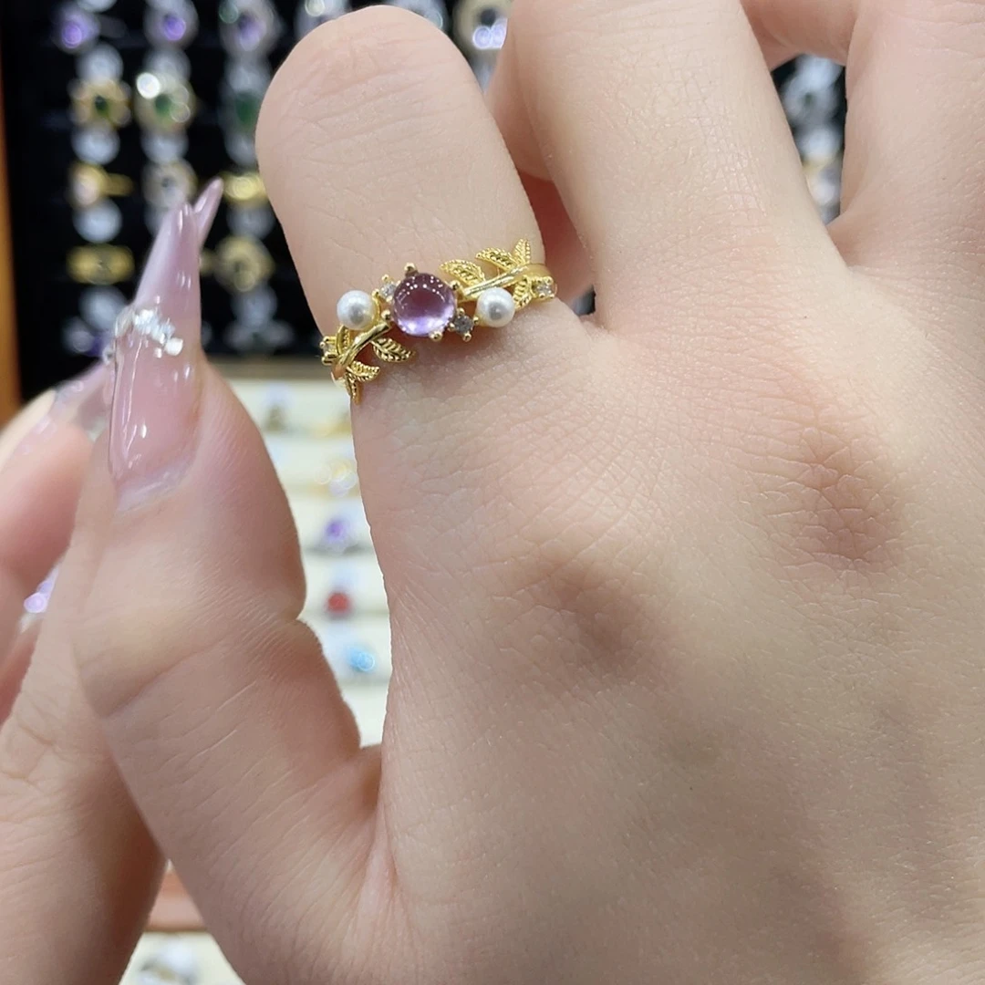 紫晶戒指女款银S925镶嵌