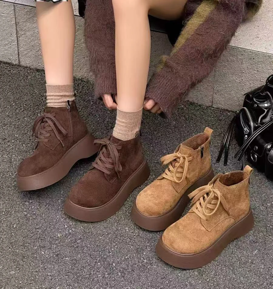 一L韩版通勤瘦瘦简约粗跟裸靴短靴G900加绒