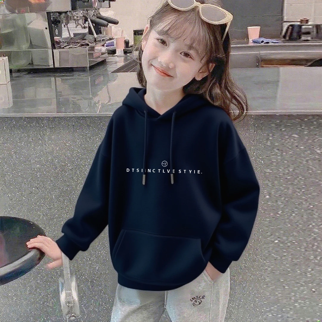 女童美式复古字母连帽卫衣秋冬设计感小众中大童加绒百搭宽松上衣