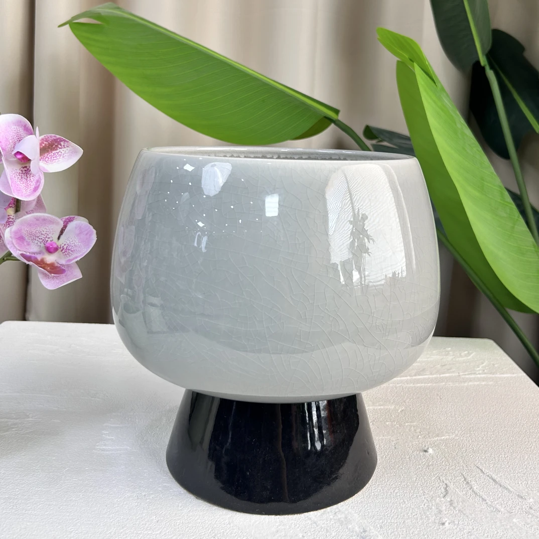 C243口20高24.5创意简约透气陶瓷花盆适合蝴蝶兰等多种花卉绿植