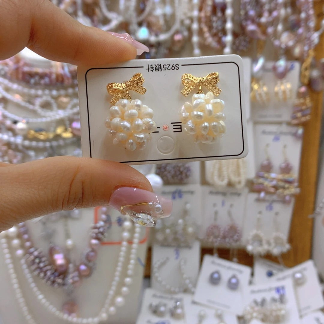 淡水珍珠耳饰银S925镶嵌