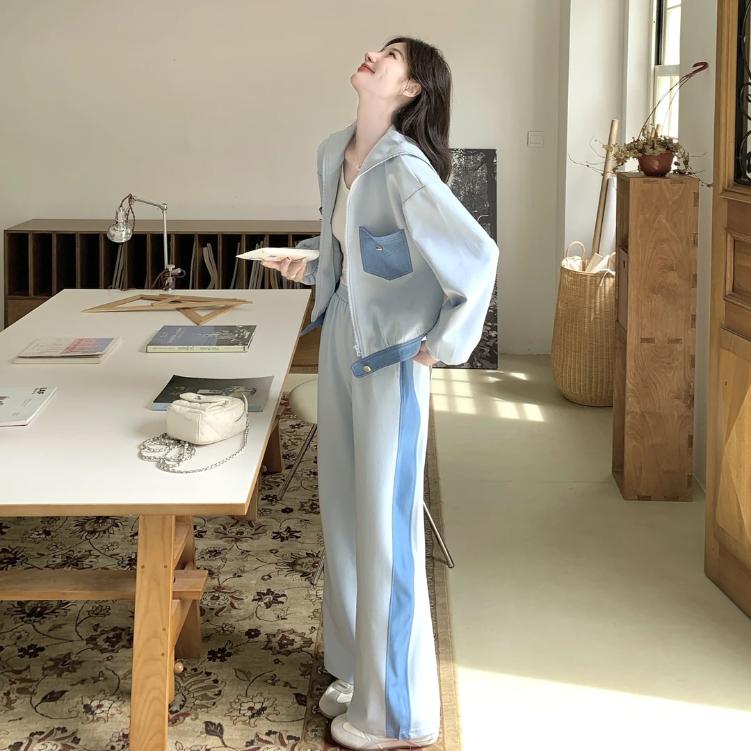 休闲运动风时髦百搭卫衣套装女秋季新款爆款简约外套休闲裤两件套