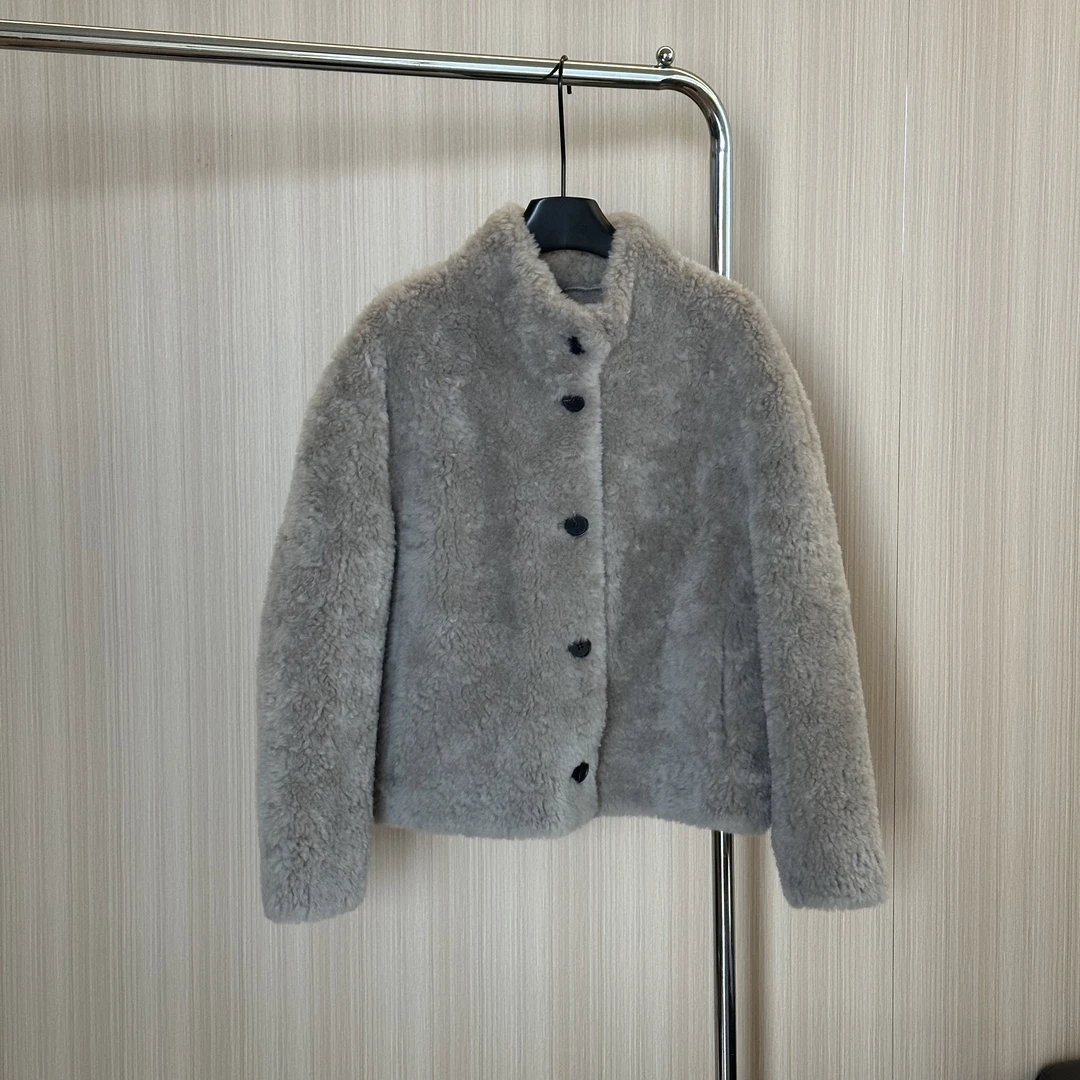 WMM短款立领颗粒外套女士时尚百搭简约休闲纯色秋冬保暖