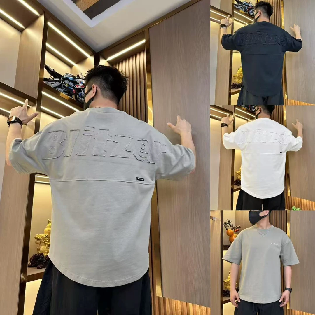 潮牌纯棉短袖男t恤刺绣痞帅时尚休闲男士短袖百棉美式复古男装